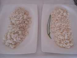Comparativa de arroz bomba. A la derecha, el ecológico