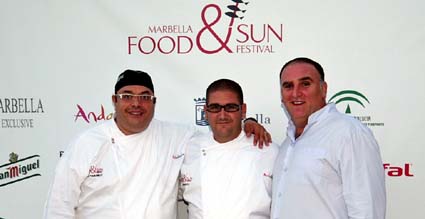 Andrea Tumbarello, Dani García y Jose Andrés en el II Live Cooking, en Marbella