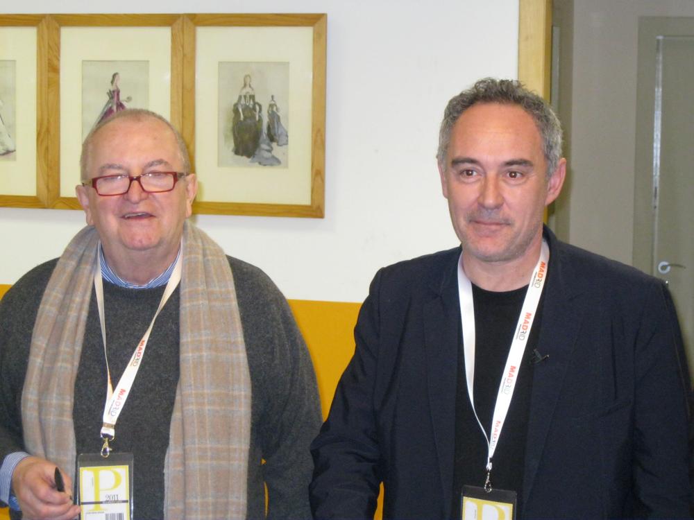 Juan Mari Arzak y Ferran Adria en la sala de prensa