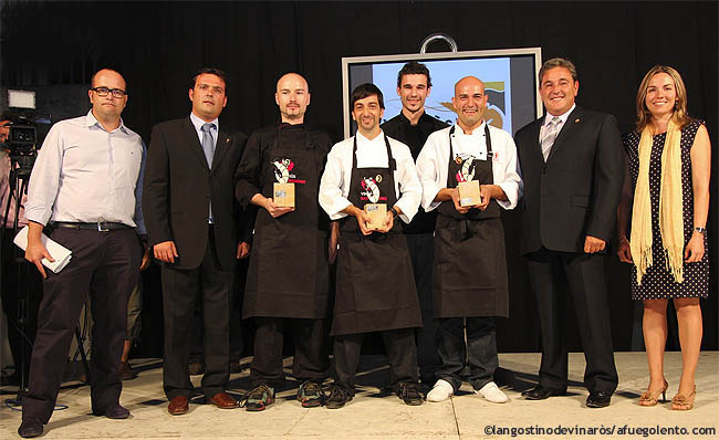 Los ganadores (de izq. a dcha.): Chema Soler (2º, Gastrocroquetería de Chema), Germán Espinosa (1º, Restaurant Vermell), Raúl Resino (3º, Restaurante Satyricon)