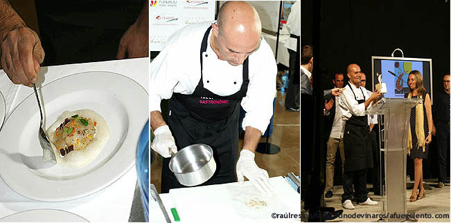 Tres momentos de Raúl Resino: primero trabajando, después...la alegría del Premio