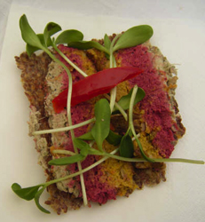 Paté de germinados de girasol al arco iris. Receta de Beverley Pugh