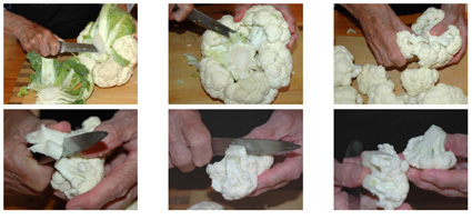 Comenzar limpiando y troceando la coliflor