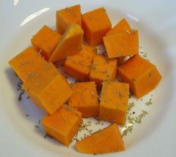 Dados de calabaza y romero