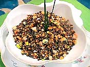 Ensalada de lentejas con vinagreta de verduras