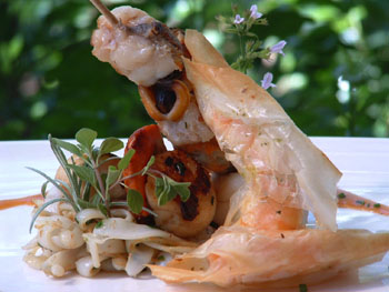 Pequeña parrillada de pescado y marisco