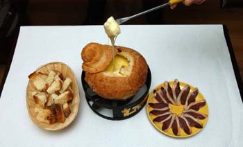 Fondue campesina, con quesos suizos