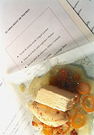 Biscuit glacé de piñones, cítricos y romero