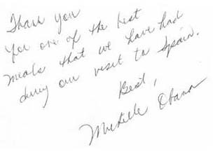 Dedicatoria de Michelle Obama para La Meridiana