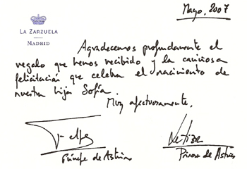 Agradecimiento de los Príncipes