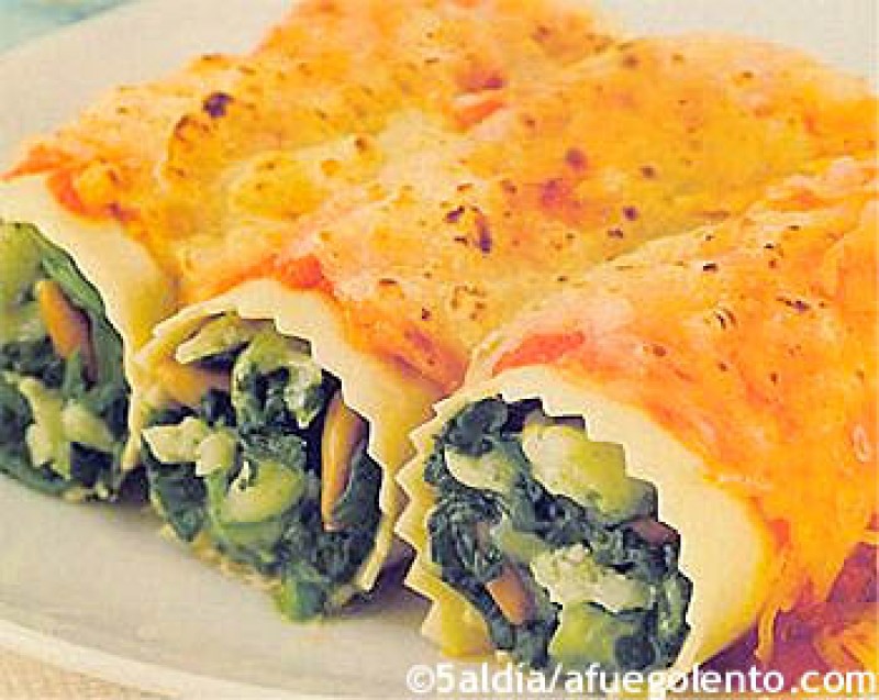 Receta De Canelones De Pollo Y Verduras Gratinados Con Queso Arroz Pasta Y Cereales A Fuego Lento
