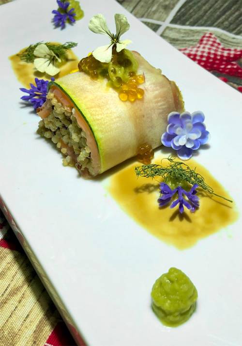 Sushi de Calabacín y Quinoa con Emulsión de Aguacate
