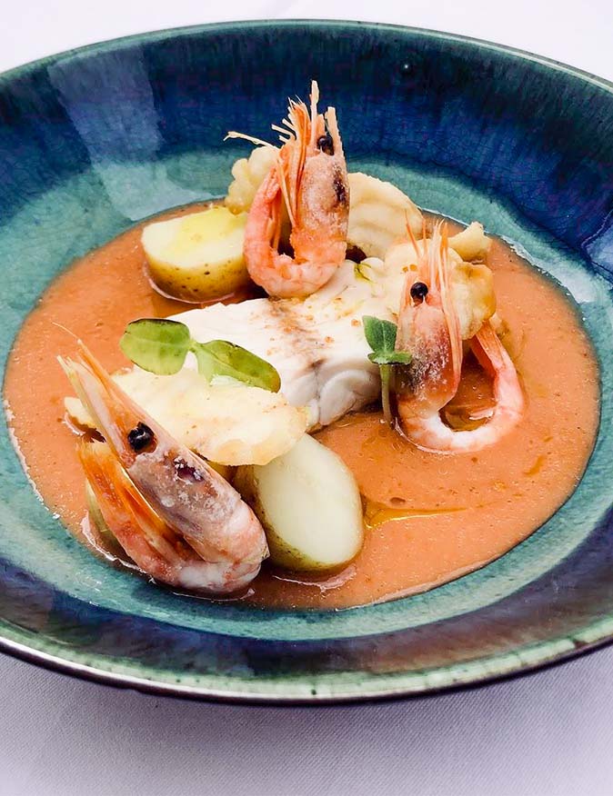 Receta de Texturas de Pámpano Papa Ojo de Perdiz Ahumada al Romero Crema de Gamba de la Santa | Pescados | Pez Mantequilla | Mariscos - A Fuego Lento Receta de Texturas de Pámpano Papa Ojo de Perdiz Ahumada al Romero Crema de Gamba de la Santa | Pescados | Pez Mantequilla | Mariscos - A Fuego Lento