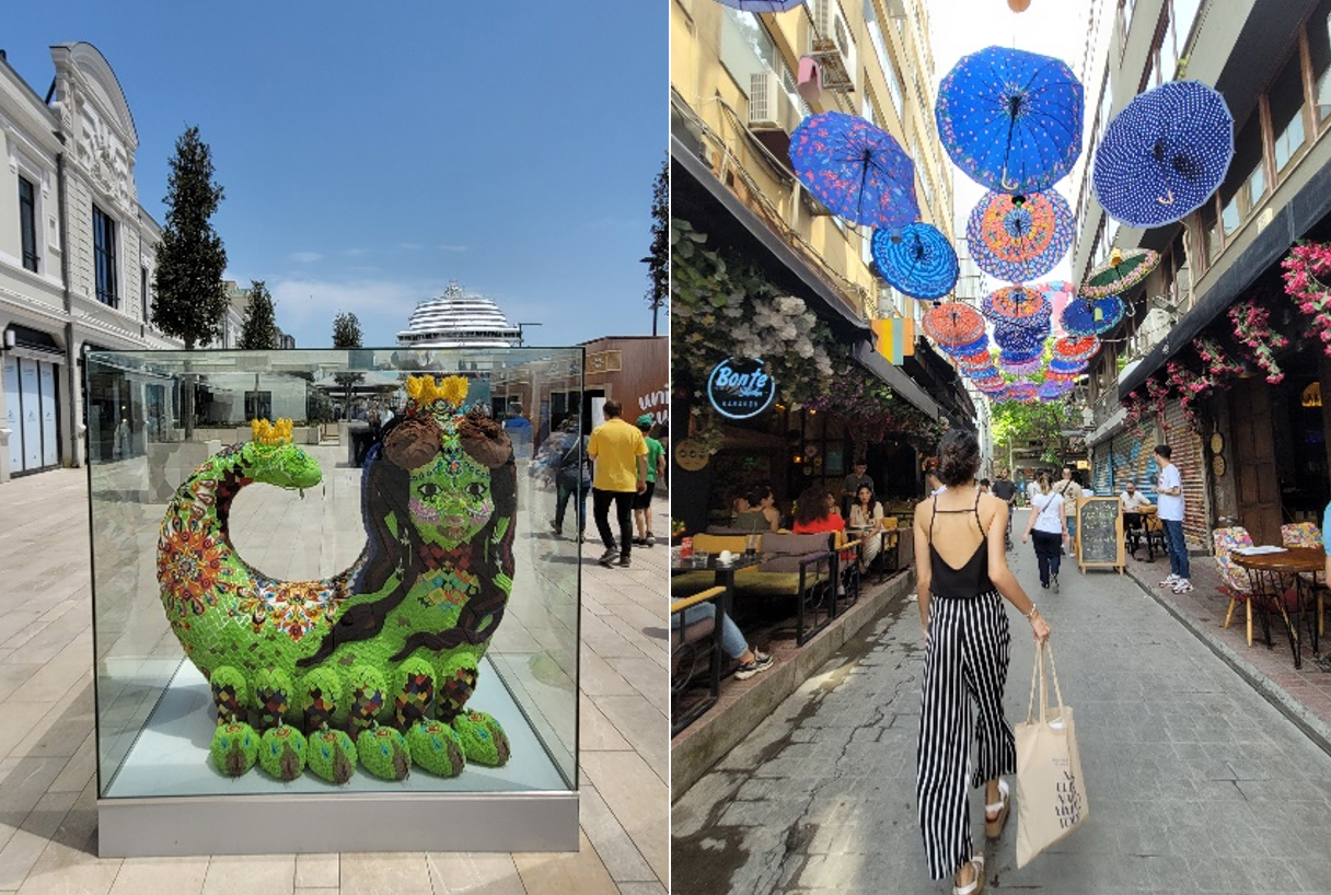 Sal de Viajes Galataport Arte Mercado Sombrillas Colgantes Lali Ortega Afuegolento